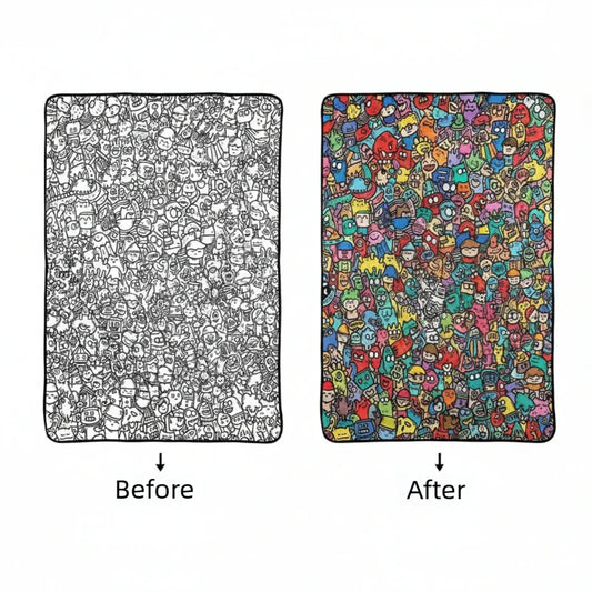 100X150Cm Fun Interactive Graffiti Blanket DIY Coloring and Doodling Blanket Holiday Gift Lambswool Blanket