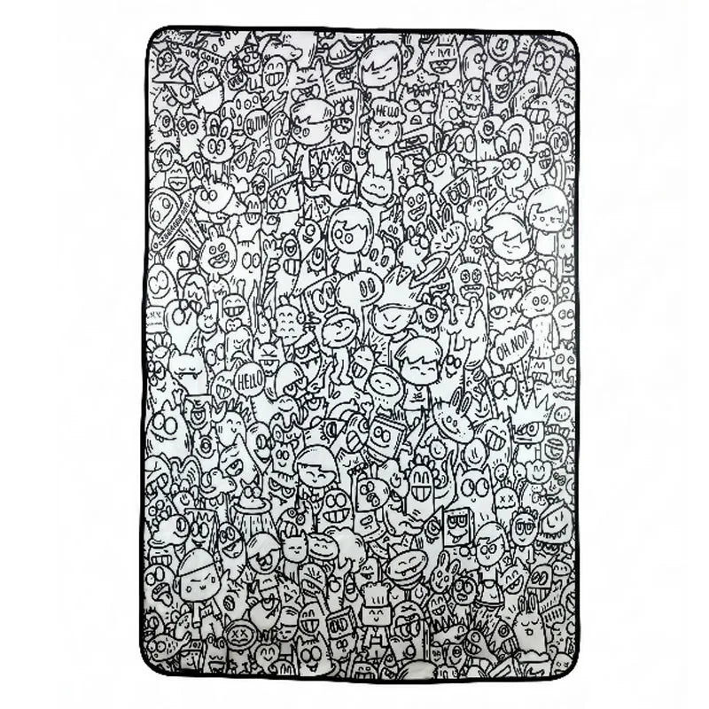 100X150Cm Fun Interactive Graffiti Blanket DIY Coloring and Doodling Blanket Holiday Gift Lambswool Blanket