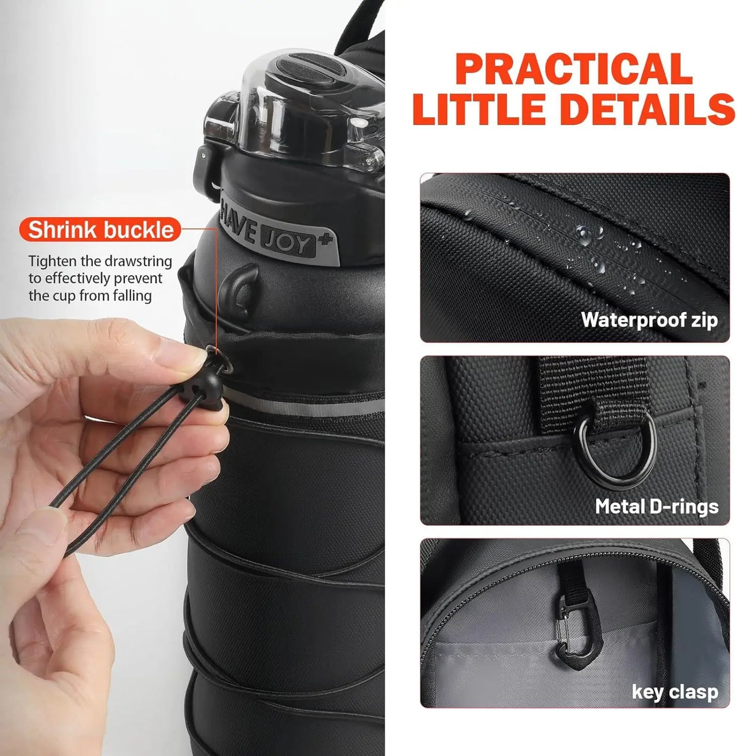 Geestock Fitness Magnetic Water Bottle Bag Outdoor Sports Water Cup Storage Bag Large Capacity Magnetic Gym Water Bottle Bag