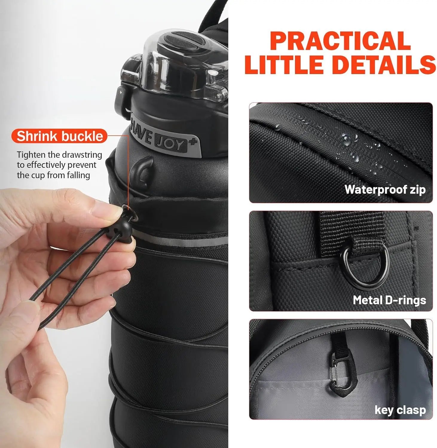 Geestock Fitness Magnetic Water Bottle Bag Outdoor Sports Water Cup Storage Bag Large Capacity Magnetic Gym Water Bottle Bag