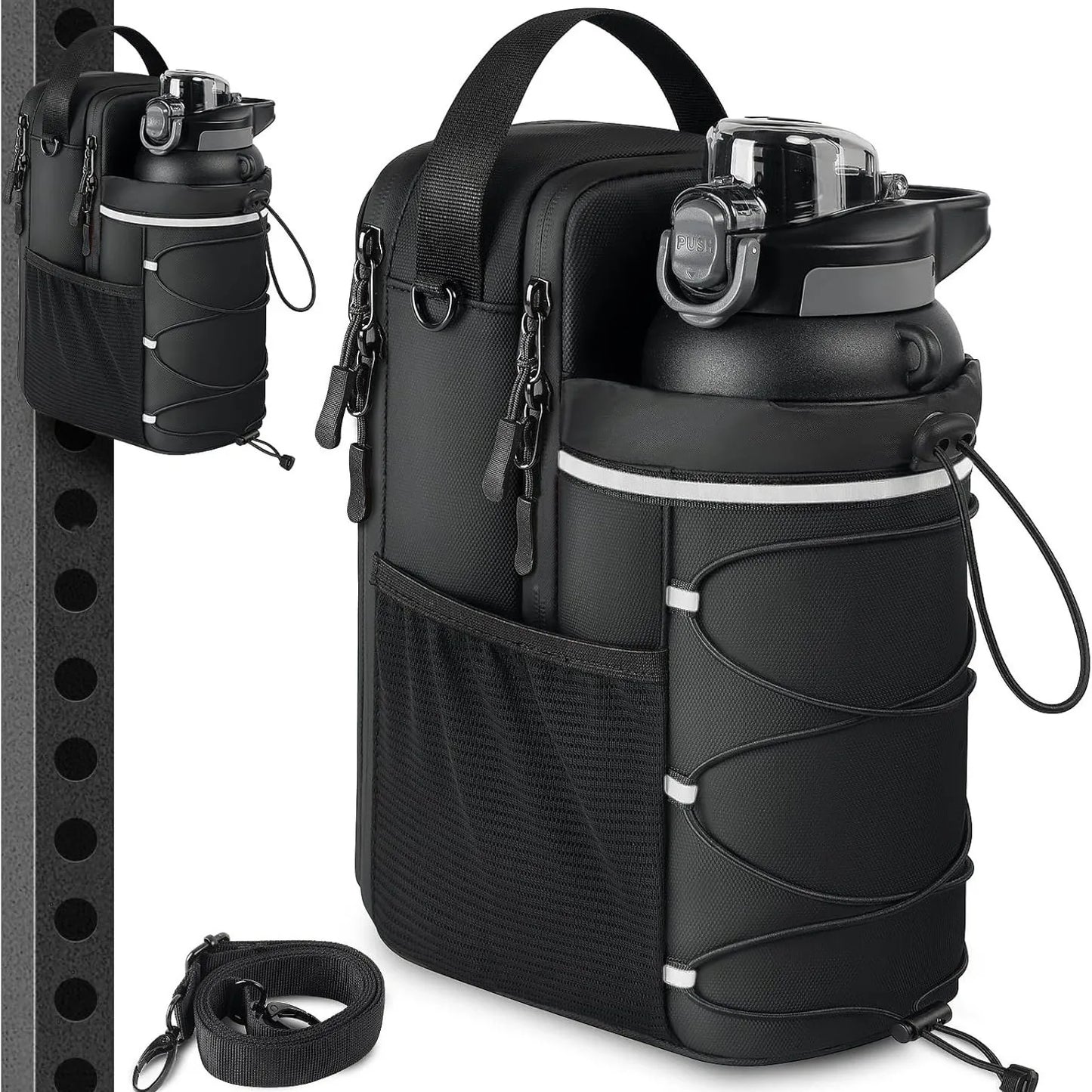 Geestock Fitness Magnetic Water Bottle Bag Outdoor Sports Water Cup Storage Bag Large Capacity Magnetic Gym Water Bottle Bag