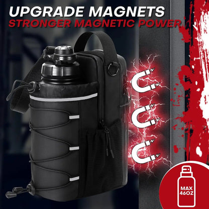 Geestock Fitness Magnetic Water Bottle Bag Outdoor Sports Water Cup Storage Bag Large Capacity Magnetic Gym Water Bottle Bag