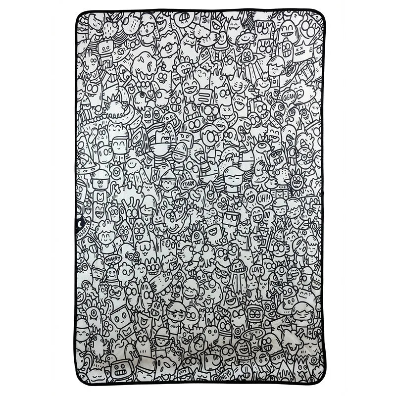 100X150Cm Fun Interactive Graffiti Blanket DIY Coloring and Doodling Blanket Holiday Gift Lambswool Blanket